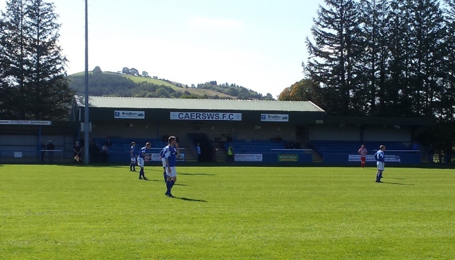 The main stand with the landscape behind